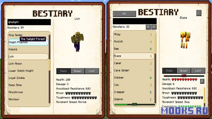 Araxer's Bestiary - мод на динамически создаваемый бестиарий [1.20.1]