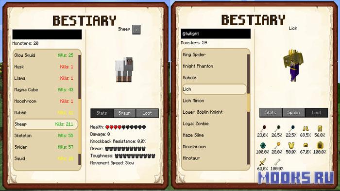 Araxer's Bestiary - мод на динамически создаваемый бестиарий [1.20.1]