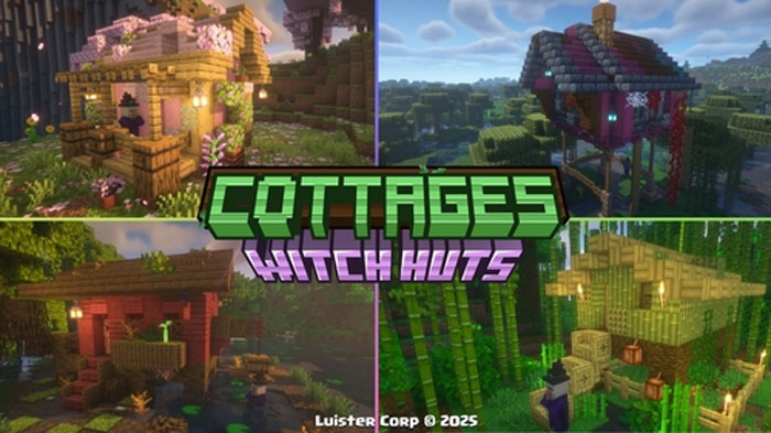 Cottages Witch Huts - мод на ведьмовские хижины и коттеджи во всех биомах Minecraft [1.21.10] [1.20.6]