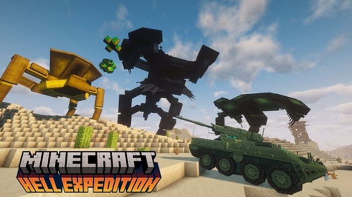Hell Expedition - мод на вторжение инопланетных жуков, систему волн врагов, создание баз и финального босса [1.20.1]
