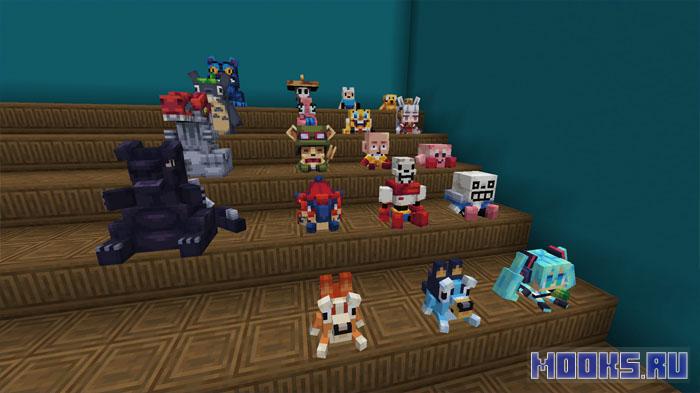 Nenu's Pop Plushies - декоративный мод, добавляющий десятки плюшевых игрушек популярных персонажей из игр, аниме и фильмов [1.21.1] [1.20.1]