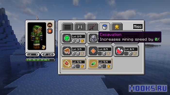 Tyz's Skills - мод на прокачку навыков, RPG-систему и пассивное развитие персонажа [1.21.4] [1.20.1] [1.19.4]